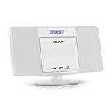 oneConcept V-13 Kompaktanlage - Stereoanlage mit UKW-Radiotuner, Mini HiFi Anlage mit LCD-Display, CD, MP3, USB, AUX-In, Wecker, inkl. Fernbedienung, Wandmontage möglich, mit Bluetooth, weiß