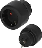 Brennenstuhl Reisestecker/Reiseadapter (Reise-Steckdosenadapter zum Anschluss elektrischer Geräte mit Schutzkontakt Stecksystem in Ländern mit australischem/chinesischem Stecksystem) schwarz
