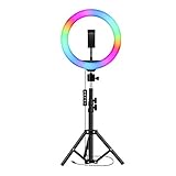 Gotoger Musik Ring Licht 10 mit Stativ und Bluetooth Fern Bedienung Telefon Halter für Live Stream Patty