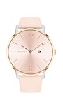 Tommy Hilfiger Analog Quarzuhr für Damen mit Silbernes Edelstahl-Mesh-Gliederarmband oder Pinkes Lederarmband