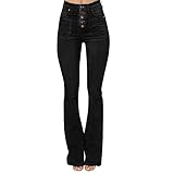 Bootcut Hose Damen, Schlaghose 90er Jahre Damen, Stretch Skinny Jeanshose Hohe Taille Y2k Jeans Wide Leg Denim Hose Retro Lässig Schlank Denim Hose Cargo Jeans