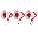 SALALIS Mini-Megaphon-Spielzeug, Lustiger Musik-Lautsprecher, Schlüsselanhänger, 3 Stück, mit Integrierten Liedern für, Rollenspiele, Rollenspiel-Requisite, Tragbar, Leicht, Kunststoff, (Rot)