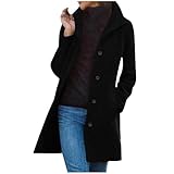 Generisch Wollmantel Damen Winter Mantel Lang Wintermantel Elegante Damenmantel Casual Übergangsjacke Einfarbig Freizeitjacke Stehkragen Mantel Mit Knöpfen Frauen Warme Winddichte Wollmantel