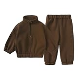 FGUUTYM Kinder Mädchen Sweatshirt + Hose 2-teilig Trainingsanzug Kapuzenpullover Trainingsanzug Gebürstetes Fleece Outfit Set Baby Camouflage Junge (Coffee, 2-3 Years)
