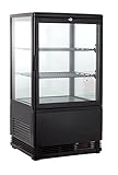 GastroHero Kühlvitrine 58 Liter I Buffet Vitrine +2 °C und +6 °C mit LED I Kühlvitrine Gastro schwarz I Kühltheke mit Glastür & Umluft I abschließbar