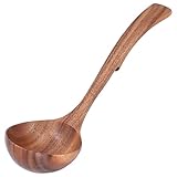 Aoaoy Holzkelle aus Holz, Brei-Löffel, Geschirr, Catering, Küchenwerkzeug für Kinder, Zuhause (großer gebogener Hakenlöffel)