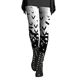 Damen-Yogahose, Bauchkontrolle, Leggings, schmale Passform, Blumenmuster, bedruckt, Yogahose mit Seitentaschen, weiß, S