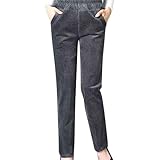 Cordhose Damen High Waist Gefüttert Freizeithose Verdickte with Fleece Thermohose Winterhose Mom Slim Chinohose Straight Leg Relaxhose Shaping Arbeits Anzughose Winter Thermo Strumpfhose
