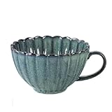 FülleMore 500 ml Kaffeetasse aus Keramik einzigartige Müslitasse mit Henkel Teetasse Glasur Steingut Frühstückstasse Bürotasse für Kaffee Kakao Cappuccino Latte Müsli (Grün)