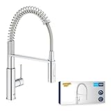 GROHE Get, Küchenarmatur 2 Strahlarten (Wasserhahn Küche mit beweglicher Dualbrause, 360° schwenkbar, wassersparend dank variabler Mengenbegrenzung, werkzeugfreie Spülbecken-Montage), chrom, 30361000