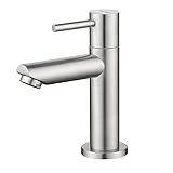 CECIPA Kaltwasserarmatur mit Anschlussschlauch, Waschbeckenarmatur mit Auslauf Höhe 93.4 mm für Gäste WC, Kaltwasserhahn Gäste WC für Badezimmer