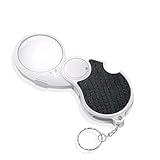 Lupe mit Licht, Weiß, tragbar, 5-fache Handlupe, Lupe, zum Lesen von Hobby, Reisen, Zeichnungen, Karte, geeignet für eine Vielzahl von Menschen (Klappbare Linse)