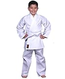 Chikara Karateanzug Kinder weiß, Karate Anzug Jungen, Karate Anzug Mädchen, Karateanzug Kinder Baumwolle, Kampfsportanzug Kinder (130)