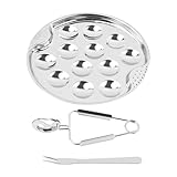 MagiDeal Escargot-Teller-Set, Meeresfrüchte-Teller mit Fuß, Takoyaki-Pfanne, Conch-Clip, Geschirr, Küchenutensilien, Lebensmittelschale für Zuhause,