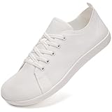 IceUnicorn Barfußschuhe Damen HerrenTraillaufschuhe Walkingschuhe Sneaker(Weiß, 42EU)