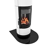 BIJON Funkenschutz-Platte Schwarz mit polierter Kante, Glasplatte Kaminofen, Kaminschutz mit ESG Sicherheitsglas, Kamin Glasplatte, Rundbogen 80 x 100 cm, 6mm