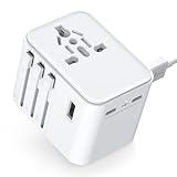2025 Neueste Reiseadapter Weltweit, Universal Reisestecker mit 2USB A und 2 USB C,Internationaler Stecker Traval Adapter für Deutschland USA England Australien Japan,Travel Essentials (White) (White)