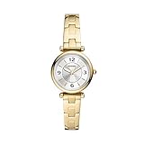 Fossil Damenuhr Carlie, Quarzwerk, 28mm Gold Edelstahlgehäuse mit Edelstahlarmband, ES5203