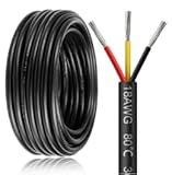 10 m / 32,8 ft 20 AWG Elektrokabel 3×0,5 mm², 3-adriges Verlängerungskabel, flexibles 5V/12V/24V Niederspannungskabel aus verzinntem Kupfer, schwarze Kabelrolle