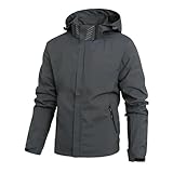 ZHOUXYFDC Wasserdichte Jacke Herren Wasserdichte Regenjacke for Herren, leicht, mit Außenkapuze, Outdoor-Regenmantel, winddicht, for Wandern, Klettern, Outdoor-Jacken(Grey,XL 55-65kg)