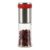 volumoon Praktischer Kitchen Grinder - 150ML Manuelle Gewürzmühle zum Zerkleinern von Chilis - Aus Glas und Edelstahl, Haushaltsbedarf Chilimühle, Chili Schleifer, Salzmühle, Chilis Zerkleinern, Gewür