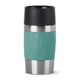 Emsa Travel Mug Compact Thermobecher klein, Isolierbecher 300 ml, 3h heiß, 6h kalt, Kaffeebecher to Go aus Edelstahl, auslaufsicher, spülmaschinengeeignet, 360°-Trinköffnung, grün N21603