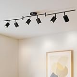 Gr4tec Deckenlampe Küche Schwarz, Modern Deckenstrahler LED 6 Flammig, Metall Deckenleuchte Spots GU10, Spotbalken Deckenspot für Wohnzimmer Schlafzimmer Flur Büro (Ohne Leuchtmittel)