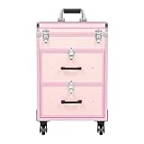 Schminkstation Schminktisch mit 4 Rollen Schminkkoffer Make-up Koffer Trolley,Trolley Schminkkoffer,DREI-Gang-Teleskop-Zugstange, Vier Universalräder,Verstärkungsecken,für die Lagerung von Werkzeugen