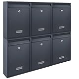 Zedelmaier Mehrfamilienhaus personalisiert 6er Briefkastensysteme Briefkastenanlage Briefkästen Wandbriefkasten Postkasten inkl. 4 Schlüsseln 26x35x8,5cm Anthrazit XL