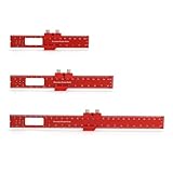 Tasche Lineal Holzbearbeitung T-Lineal 3pcs Aluminium Holzbearbeitung Lineale 15/20/ 30cm Anreißen Lineal mit metrischen/Zoll-Messungen (rot)