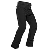 Hiauspor Wanderhose Herren Wasserdicht Thermohose Softshellhose Winddicht Skihose Trekkinghose Gefüttert Outdoorhose Winterhose Snowboardhose Schneehose mit 3 Reißverschlusstaschen (A-Schwarz, L)