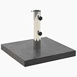 Eleganz Sonnenschirmständer Granit 28,5 kg Quadratisch Schwarz - Edelstahl-Schirmhalter & Granitplatte - Stabil & Langlebig für Garten & Terrasse