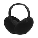VUCDXOP Ohrenschützer Damen Winter, Abnehmbar Waschbar Plüsch Ohrenwärmer, Wärme Ohrschützer, Outdoor Ohrenmuscheln, Faltbare Earmuffs für Damen, Schwarz