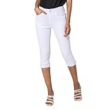 Nina Carter P260 Damen Capri Skinny Fit Jeanshosen HIGH Waist Sommer Jeans (Weiß (P230-2), M)