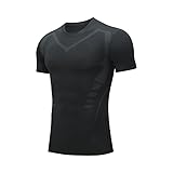 Smatstyle Kompressionsshirt Kurzarm Herren kurzärmliges Funktionsshirt Trainingsshirt Fitness Compression T-Shirt Atmungsaktives Laufshirt (DE/NL/SE/PL, Alphanumerisch, M, Regular, Regular, Schwarz)