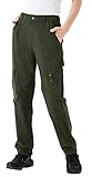 YSENTO Damen Wanderhose Outdoorhose Wasserdicht Arbeitshose Atmungsaktiv Leicht Funktionshose Sommer Softshellhose(Armeegrün,M)