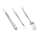 Yardwe 1 Satz BBQ Grillwerkzeug Teiliges Barbecue Utensilien mit Grillspachtel Grillgabel und Grillzange Hochwertige Langlebige Grillwerkzeuge für Grillabende