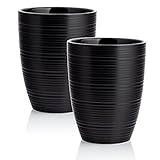 MELOX - 2er Set Latte Macchiato Tassen Tornado-Line aus Porzellan Schwarz (ohne Henkel) - 2 x 300ml Tassen für Latte, Kaffee & Cappuccino dickwandig - Kaffeetassen Coffee Cup im italienischem Design
