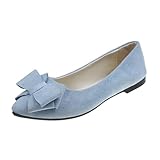 Frauen Flach Einzelschuhe Schmetterlingsgurt Spitze Zehe atmungsaktives Ballerina Loafer mit Bogen-Unterstützung leichtes Slip-on Design für Reisen, Strand und Sommerurlaub (Light Blue, 37)