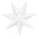 Wishstar Papier Stern Dekoration, Weihnachtsdeko Fenster, 7 zackig Faltsterne, 45 cm Durchmesser zum Weihnachts Deko, Taufe Geburtstag Hochzeit Party