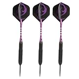 Xiuganpo Rutschfestes Dart-Set mit Stahlspitze, Professionelle Sport-Dartpfeile aus Metall für Heimbar-Meetings mit Zielscheibe (Purple)