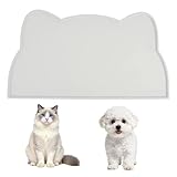 Premium-Silikon-Haustier-Futtermatte – rutschfestes, wasserdichtes Tischset für Hunde und Katzen, 44 x 24 cm, auslaufsicheres Design, leicht zu reinigen, ideal für Futter- und Wassernäpfe (Hellgrau)