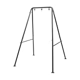 Hängesessel Gestell Bodenhalterung Hängestuhlgestell aus Eisenrohren mit 3 Haken, Hängesitzständer Hängesesselgestell, Hängemattengestell für Balkon,Terrasse,Garten 134x118x178 cm (Schwarz)