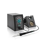 QUICK 969A+ analoge Industrie-Handlötstation 70W Arbeitstemperatur 200°-450°C regelbar, kalibrierbar, Set mit Ablageständer und 0,5mm Lötspitze für bleihaltiges und bleifreies Löten