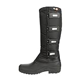 RL24 - Kinder & Damen Thermostiefel Classic schwarz | wasserdichte Winterstiefel | mit Klettverschlüssen für verstellbare Wadenbreite | gefütterte Schneestiefel | Reitstiefel in Größe 35