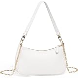 WantGor Clutch Tote Handtaschen, Umhängetasche für Frauen Crossbody Taschen Mini Hobo Bag Retro Vegan Leder Trendy Handtasche (Weiß)