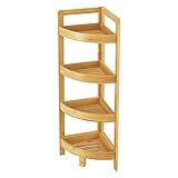 [en.casa] Bambus Standregal Lestijärvi Badregal 4 Ablagen 80 x 23 x 23 cm Eckregal stehend Natur