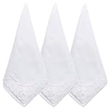 3 Stück Damen Klein Weiß Taschentücher Stofftaschentücher Taschentuch Baumwolle Taschentücher Hochzeit Stofftaschentücher Einstecktuch Handtuch Weiß Damen-Taschentücher Braut-Hochzeitsgeschenk 28 cm