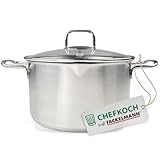FACKELMANN Chefkoch Topf Ø24 cm München aus Edelstahl – Hochwertiger Kochtopf Ausschüttfunktion – Für alle Herdarten geeignet (auch Induktion) – Fleischtopf ca. 5,5 Liter