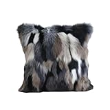 Herfair 2er Set kissenbezüge Kissen Künstlich Pelz Fellkissen Dekorative Deko Kissen Kuschelkissen Flauschig Sofakissen Weich Plüschkissen für Sofa (Grau,50x50cm)